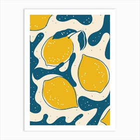 Yellow & Blue Lemons Canvas Print Art Print