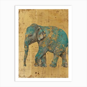 Baby Elephant Gold Effect Collage 2 Art Print