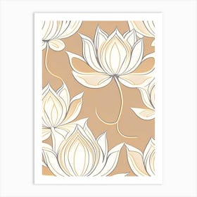 Lotus Flower Repeat Pattern Retro Minimal 1 Art Print