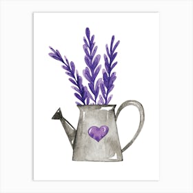 Watercolor provence Lavender Watering Can Art Print