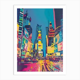 Times Square New York Colourful Silkscreen Illustration 1 Art Print