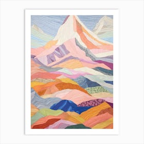 Mount Jefferson United States 1 Colourful Mountain Illustration Art Print