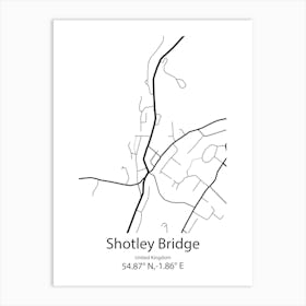 Shotley Bridge,United Kingdom Minimalist Map Art Print