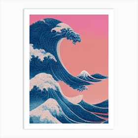 The Great Wave Off Kanagawa Pink Vaporwave Art Print