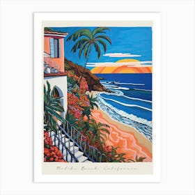 Poster Of Malibu Beach, California, Matisse And Rousseau Style 2 Art Print