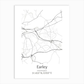 Earley,United Kingdom Minimalist Map Art Print