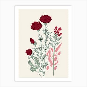 Red Clover Herb William Morris Inspired Line Drawing 3 Art Print