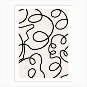 Mid Century Modern Black And White Abstract Brush Strokes Lines Art Print