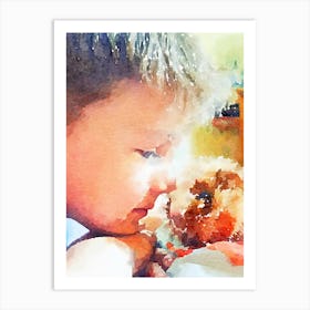 Watercolor Of A Little Boy Art Print