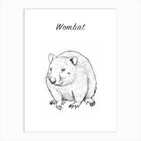 B&W Wombat Poster Art Print