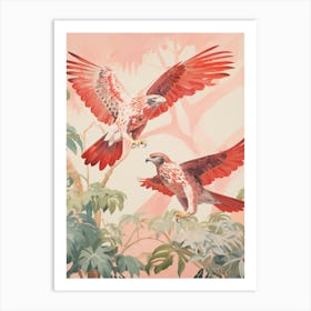 Vintage Japanese Inspired Bird Print Red Tailed Hawk 2 Art Print