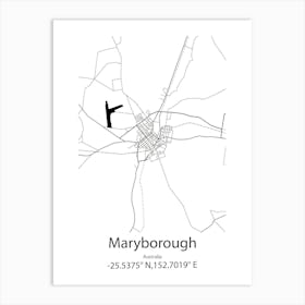 Maryborough,Australia Minimalist Map Art Print