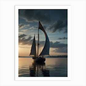 Sailboat At Sunset Art Print