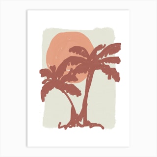 Palms Sun Warm Colours Art Print