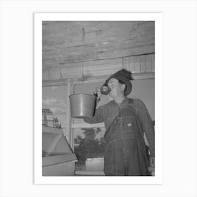 Farmer Drinking Water From Bucket Which Hangs In The General Store, Pie Town, New Mexico By Russell Lee Art Print