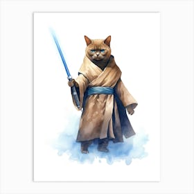 Burmese Cat As A Jedi 3 Art Print