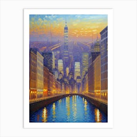 New York City At Dusk Art Print