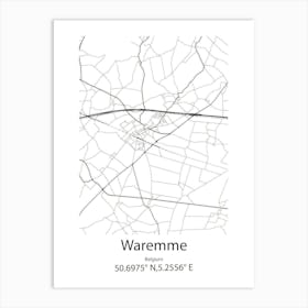 Waremme,Belgium Minimalist Map Art Print