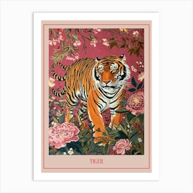 Floral Animal Painting Tiger 7 Poster Art Print