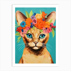 Burmese Cat With A Flower Crown Painting Matisse Style 3 Art Print