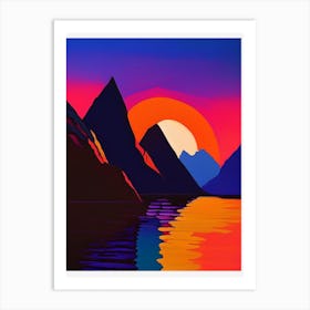 Mountainous River Sunset Matisse Inspired Art Print