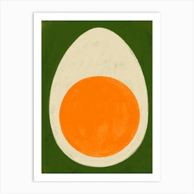 Hard Boiled Egg on Green Kitchen Decor Art Print
