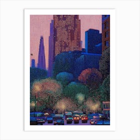 Irving, City Us  Pointillism Art Print