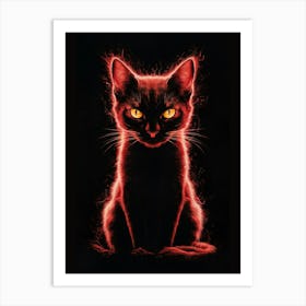 Cat In Flames Art Print