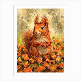 Squirrel In Autumn Art Print