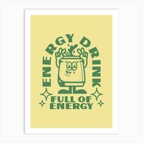 Retro Wall Art Vintage Decor Retro Cartoon Printable Art Retro Vintage Wall Art Energy Drink Trendy Retro Poster Art Print