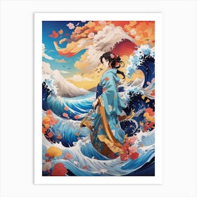 The Great Wave off Kanagawa - Anime Style 2 Art Print