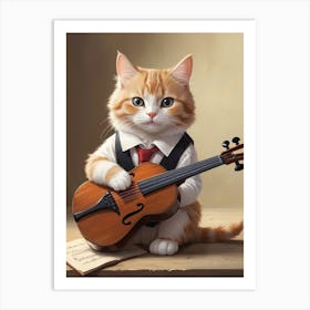 Cat Playing Violin Pet lover Art Print