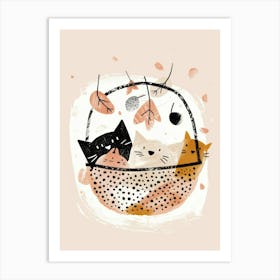 Cats In A Basket 1 Art Print