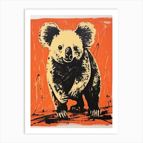 Koala, Woodblock Animal  Drawing 2 Art Print