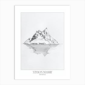 Vinson Massif Antarctica Line Drawing 2 Poster Art Print