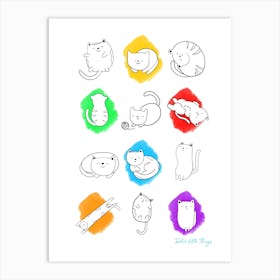 Colourful Cats Art Print