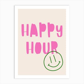 Happy Hour Poster Pink & Green Art Print