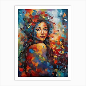 Woman With Colorful Hair 10 Art Print