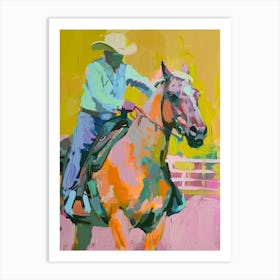 Pink And Yellow Cowboy Painting 3 Art Print