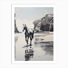 A Horse Oil Painting In Praia Da Marinha, Portugal, Portrait 2 Art Print