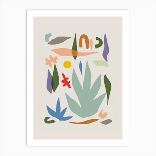 Small Leaves Cut Out In Grey Art Print