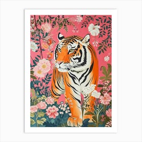 Floral Animal Painting Tiger 6 Art Print