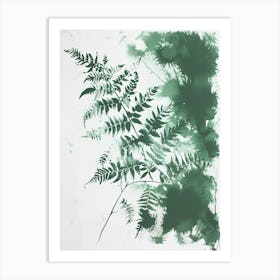 Green Ink Painting Of A Japanese Tassel Fern 2 Art Print