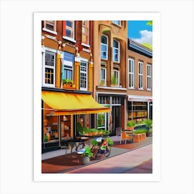 The city of Amsterdam, Netherlands, streets, cafes, passing by, the beauty of summer, oil colors..29 Art Print