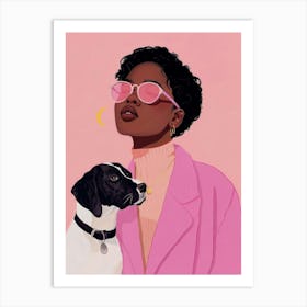 Black Woman With Dog Art Print