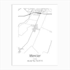 Mercier,Canada Minimalist Map Art Print