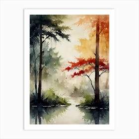 Watercolor Of Trees 7 Art Print