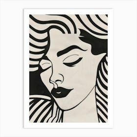 Black And White Drawing Of A Woman Art Print