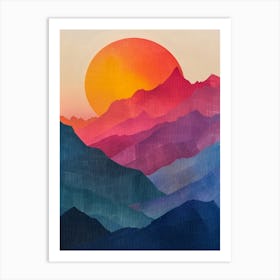 Sunset In Mountains Art Print