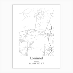 Lommel,Belgium Minimalist Map Art Print